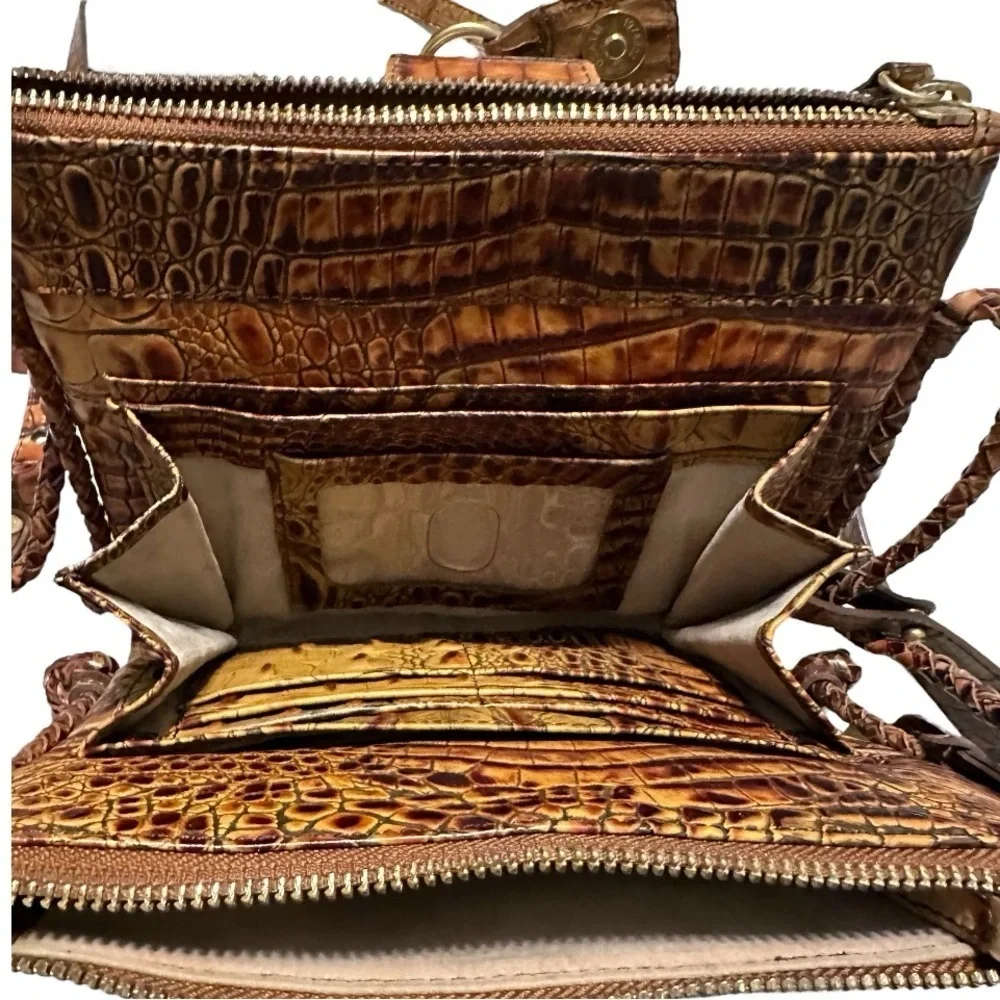 Brahmin Toasted Almond Collection 4 Pieces Handbag Crossbody Two Wallets
